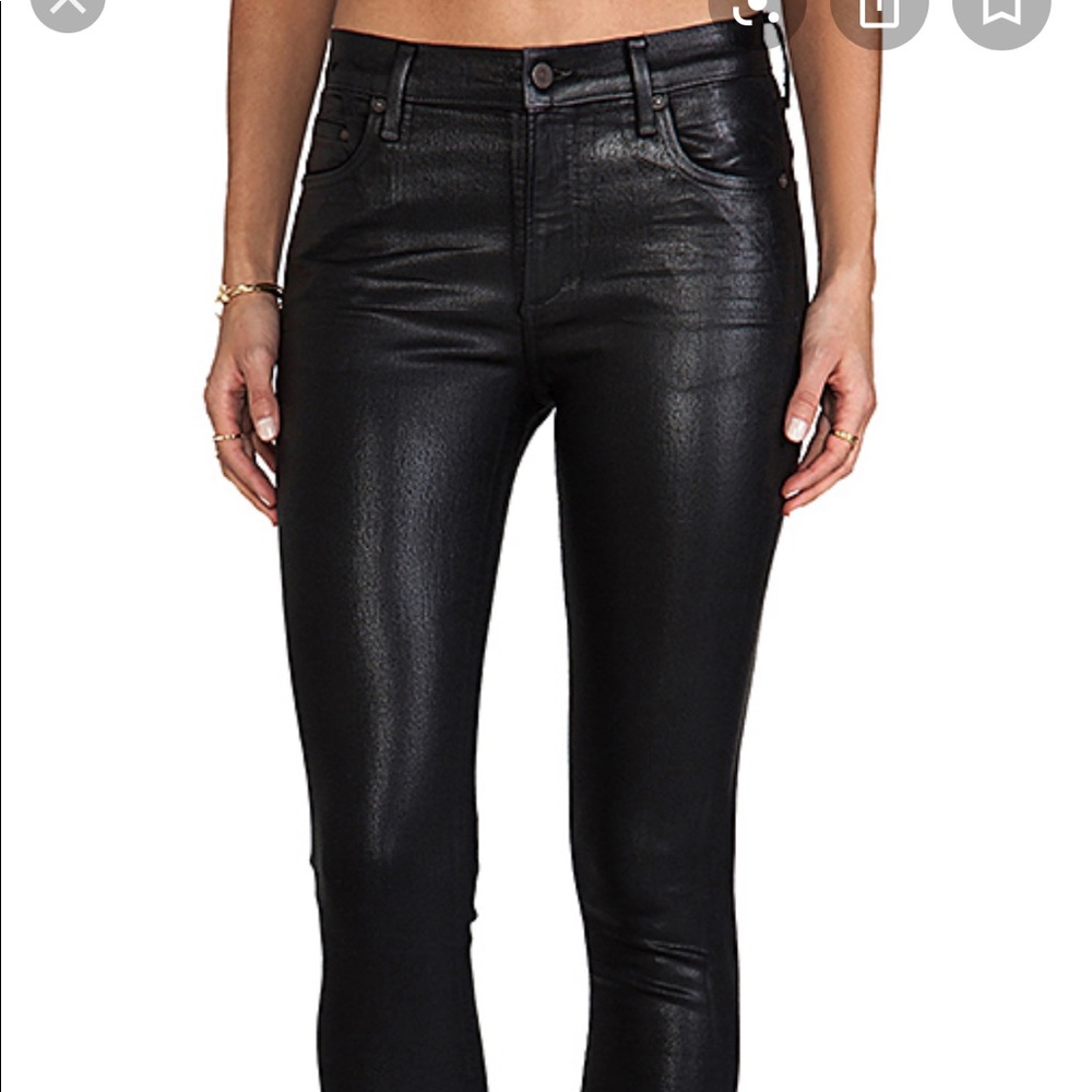 Citizens of Humanity black wax Rocket Skinny jeans